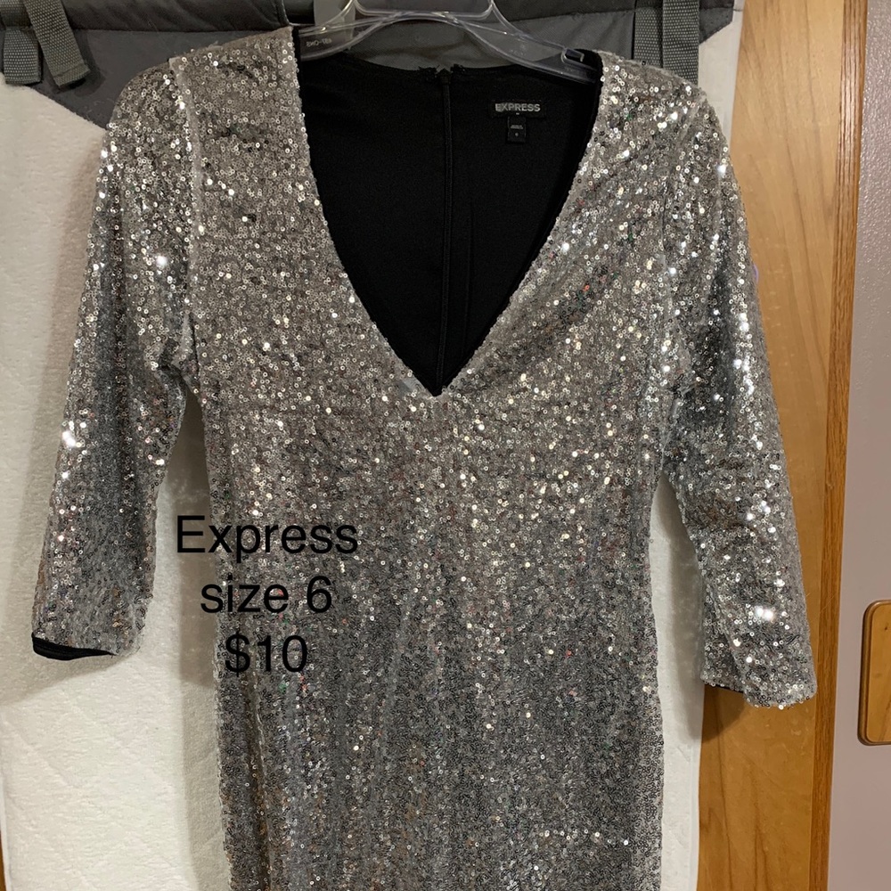 Express silver sequin dress